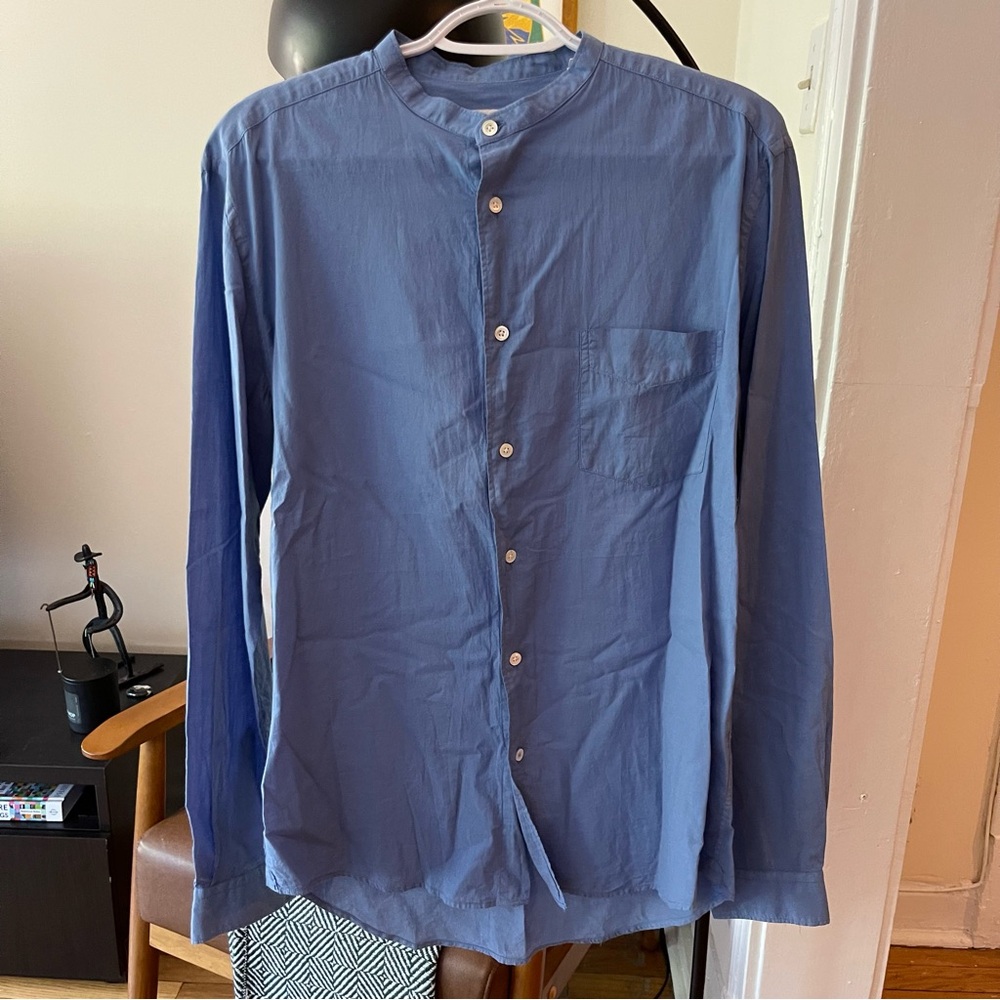 HARTFORD Collarless 100% Cotton Button Up